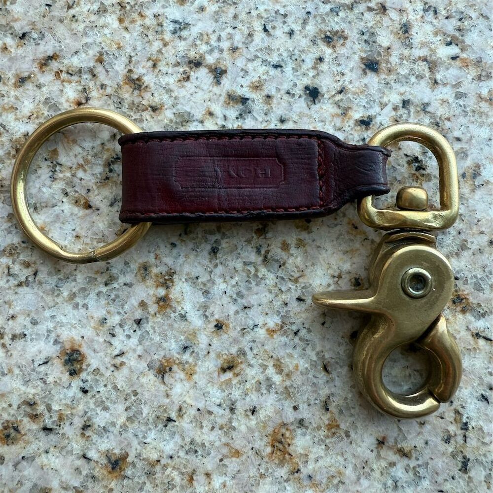 Vintage Coach Red Leather Trigger Snap Key Fob Unisex Everyday Use